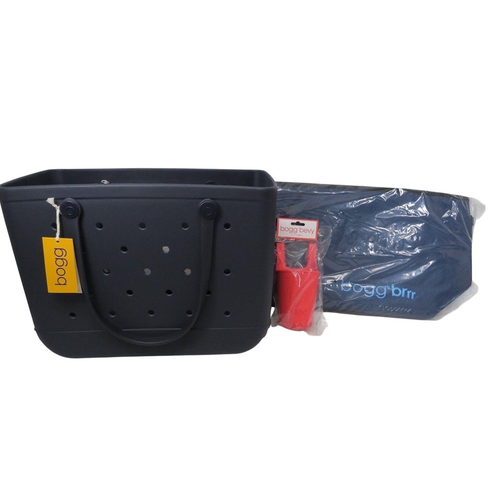 Bogg Bag Original Large Navy Blue Tote + Bogg Brrr Cooler + Bevy Cup Holder